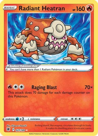 Radiant Heatran 027/189 - SWSH10 Astral Radiance Holofoil - Radiant Rare