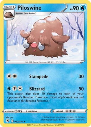 Piloswine 032/189 - SWSH10 Astral Radiance Reverse Holofoil - Uncommon
