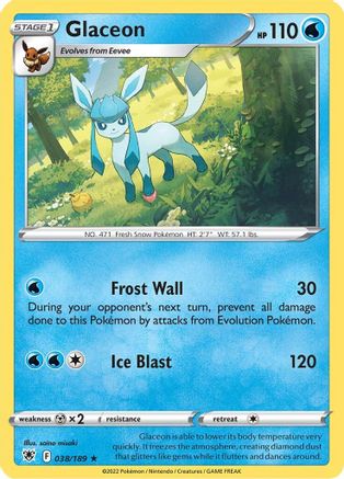 Glaceon 038/189 - SWSH10 Astral Radiance Reverse Holofoil - Rare