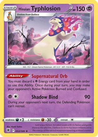 Hisuian Typhlosion 052/189 - SWSH10 Astral Radiance Reverse Holofoil - Holo Rare
