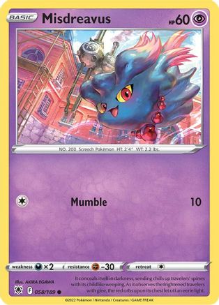 Misdreavus 058/189 - SWSH10 Astral Radiance Normal - Common