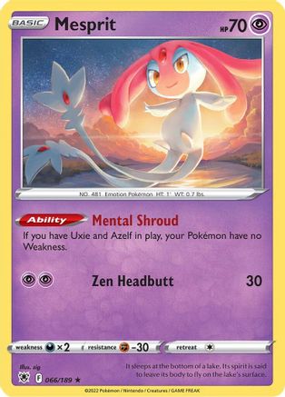 Mesprit (66/189) - SWSH10 Astral Radiance Reverse Holofoil - Holo Rare