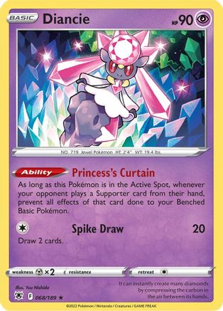 Diancie 068/189 - SWSH10 Astral Radiance Reverse Holofoil - Holo Rare