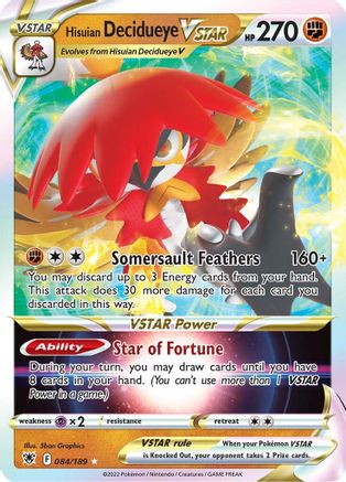Hisuian Decidueye VSTAR 084/189 - SWSH10 Astral Radiance Holofoil - Ultra Rare