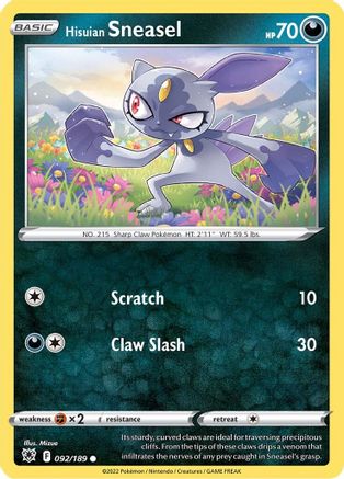 Hisuian Sneasel 092/189 - SWSH10 Astral Radiance Reverse Holofoil - Common
