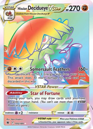 Hisuian Decidueye VSTAR (Secret) 195/189 - SWSH10 Astral Radiance Holofoil - Secret Rare