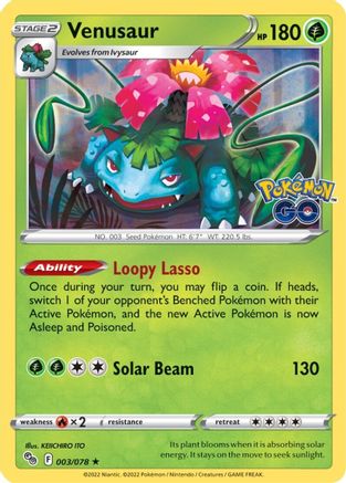 Venusaur (3/078) - Pokemon GO Holofoil - Holo Rare