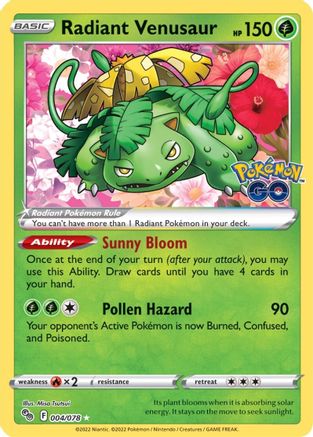 Radiant Venusaur (4/078) - Pokemon GO Holofoil - Radiant Rare