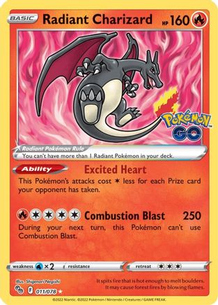 Radiant Charizard (11/078) - Pokemon GO Holofoil - Radiant Rare