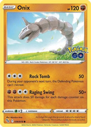 Onix (36/078) - Pokemon GO Reverse Holofoil - Common