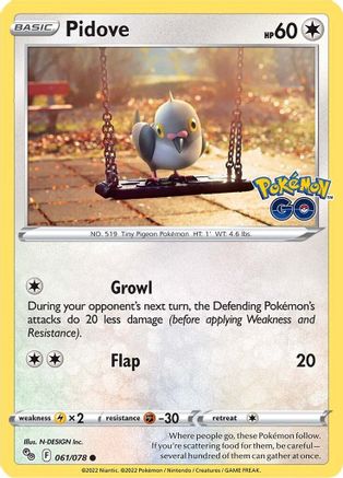 Pidove (61/078) - Pokemon GO  - Common