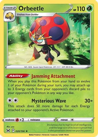 Orbeetle 020/196 - SWSH11 Lost Origin Reverse Holofoil - Holo Rare
