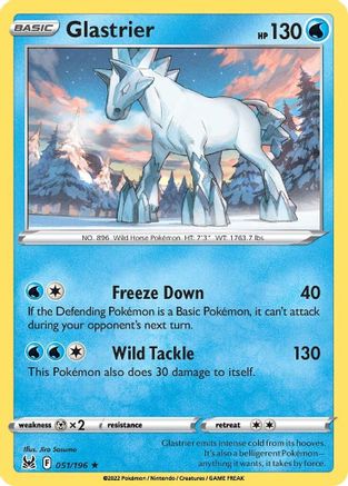 Glastrier 051/196 - SWSH11 Lost Origin Holofoil - Holo Rare