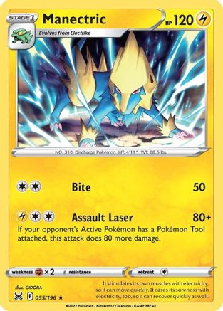 Manectric 055/196 - SWSH11 Lost Origin Reverse Holofoil - Rare