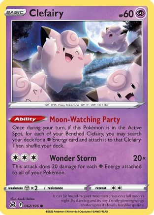 Clefairy 062/196 - SWSH11 Lost Origin Reverse Holofoil - Common