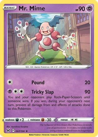 Mr. Mime (67/196) - SWSH11 Lost Origin Reverse Holofoil - Rare