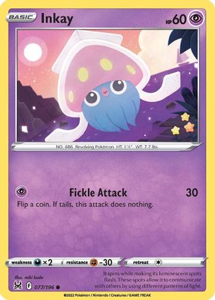 Inkay (077) 077/196 - SWSH11 Lost Origin Reverse Holofoil - Common