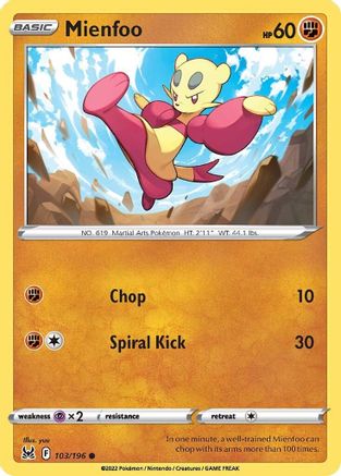 Mienfoo 103/196 - SWSH11 Lost Origin Reverse Holofoil - Common