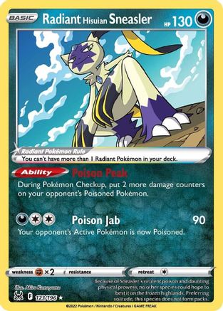 Radiant Hisuian Sneasler 123/196 - SWSH11 Lost Origin Holofoil - Radiant Rare