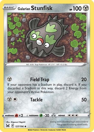 Galarian Stunfisk 127/196 - SWSH11 Lost Origin Reverse Holofoil - Uncommon