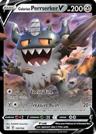 Galarian Perrserker V 129/196 - SWSH11 Lost Origin Holofoil - Ultra Rare