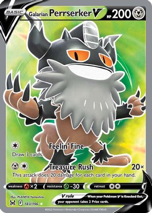 Galarian Perrserker V (Full Art) 183/196 - SWSH11 Lost Origin Holofoil - Ultra Rare