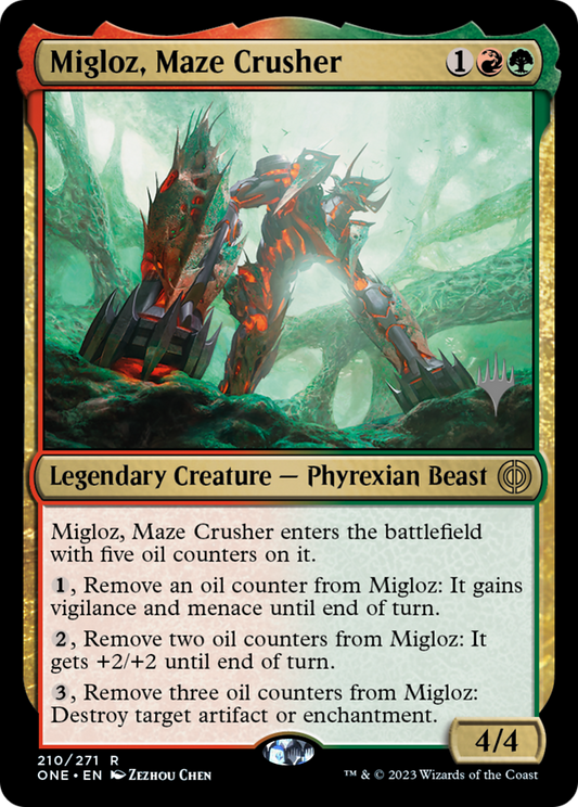 Migloz, Maze Crusher (PONE-210P) - Phyrexia: All Will Be One Promos Foil