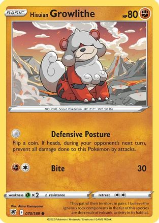 Hisuian Growlithe - 070/189 70 - Deck Exclusives Holofoil