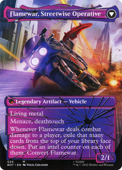 Flamewar, Brash Veteran // Flamewar, Streetwise Operative (BOT-024) - Transformers: (shatteredglass, convertdfc) (Borderless) Foil