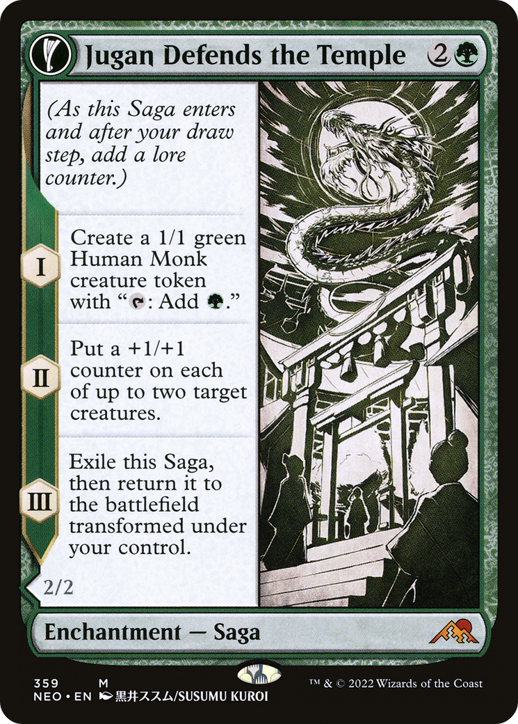 Jugan Defends the Temple // Remnant of the Rising Star (NEO-359) - Kamigawa: Neon Dynasty: (Showcase, fandfc) Foil