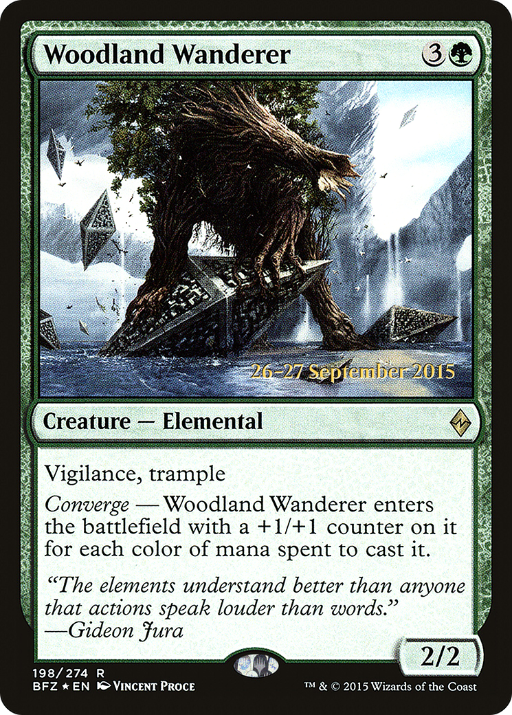 Woodland Wanderer (PRE-198S) - Battle for Zendikar Promos (Prerelease) Foil