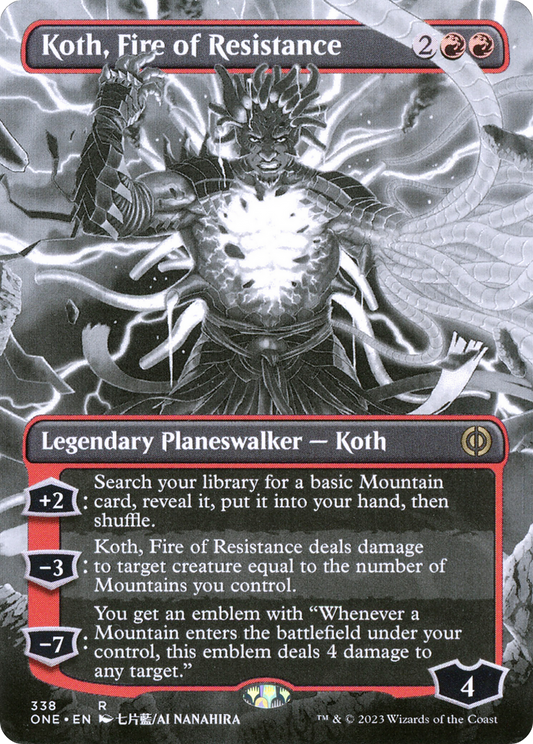 Koth, Fire of Resistance (ONE-338) - Phyrexia: All Will Be One: (Showcase) (Borderless) Foil