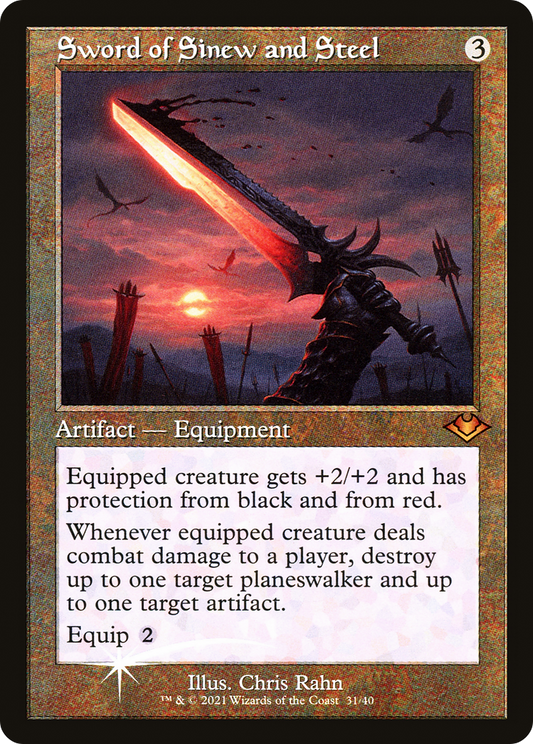 Sword of Sinew and Steel (H1R-031) - Modern Horizons 1 Timeshifts Etched Foil