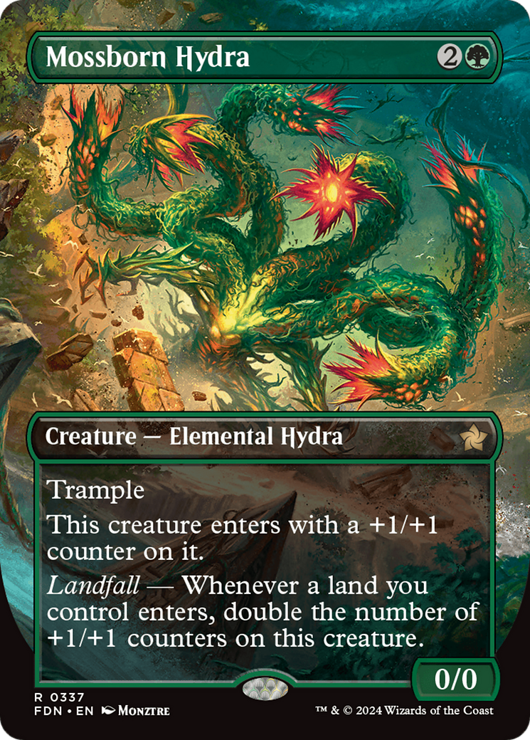 Mossborn Hydra (Borderless)  (Borderless)(FDN-337) - Foundations