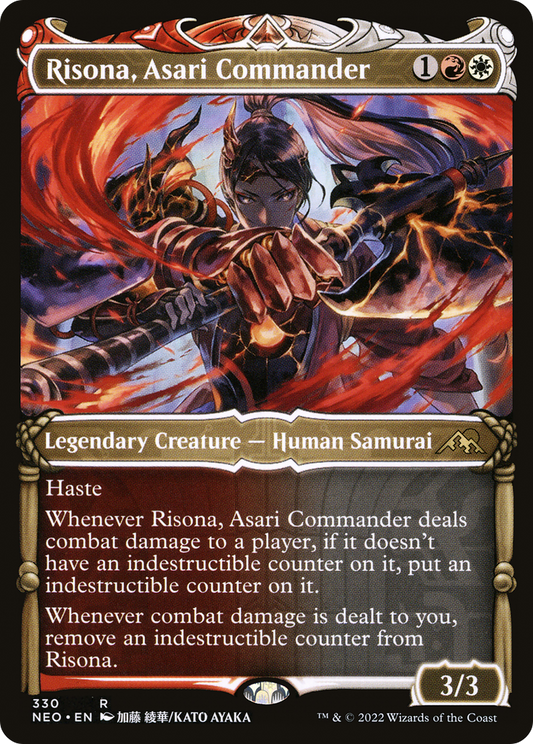 Risona, Asari Commander (Showcase) (NEO-330) - Kamigawa: Neon Dynasty: (Showcase) Foil