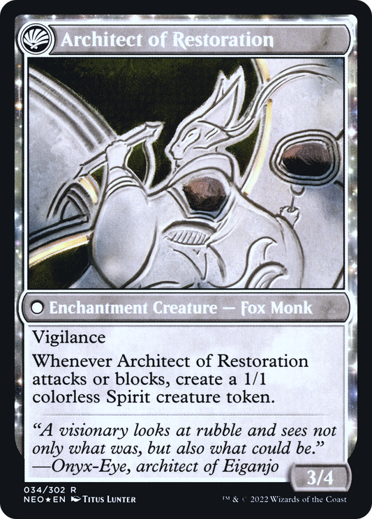 The Restoration of Eiganjo // Architect of Restoration (PNEO-34S) - Kamigawa: Neon Dynasty Promos: (fandfc) Foil