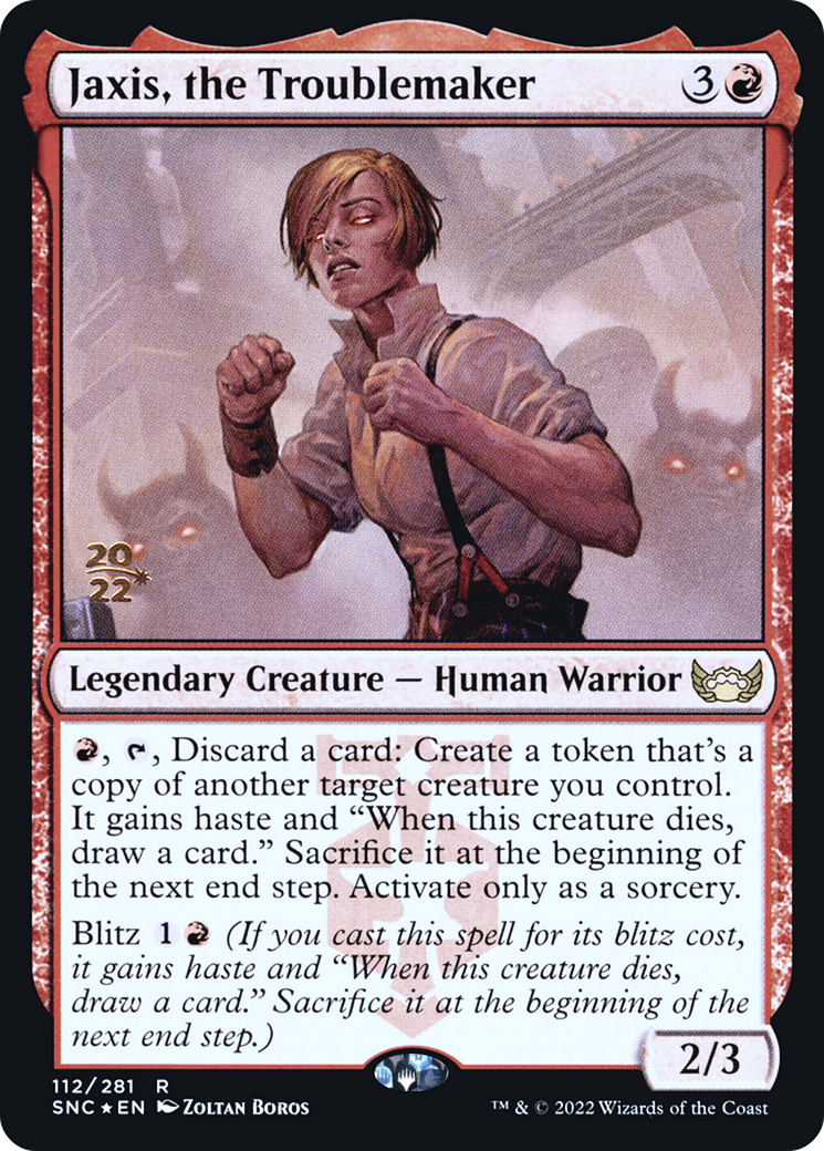 Jaxis, the Troublemaker (PSNC-112S) - Streets of New Capenna Promos Foil