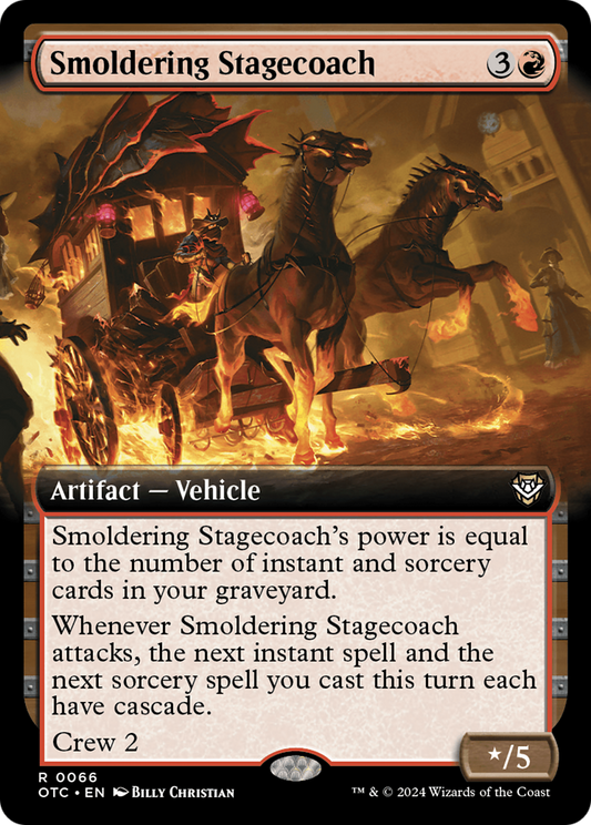 Smoldering Stagecoach (OTC-066) - Outlaws of Thunder Junction Commander: (Extended Art) Foil