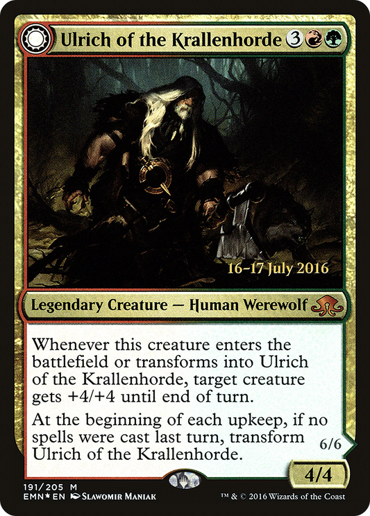 Ulrich of the Krallenhorde // Ulrich, Uncontested Alpha (PEMN-191S) - Eldritch Moon Promos: (Double Faced Transform) Foil