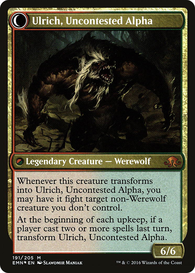 Ulrich of the Krallenhorde // Ulrich, Uncontested Alpha (PEMN-191S) - Eldritch Moon Promos: (Double Faced Transform) Foil