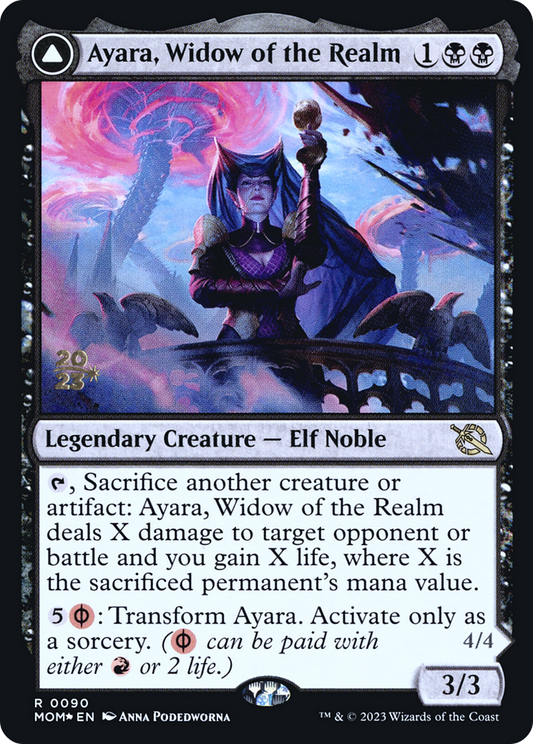 Ayara, Widow of the Realm // Ayara, Furnace Queen (PRE-90S) - March of the Machine Promos (Prerelease) Foil