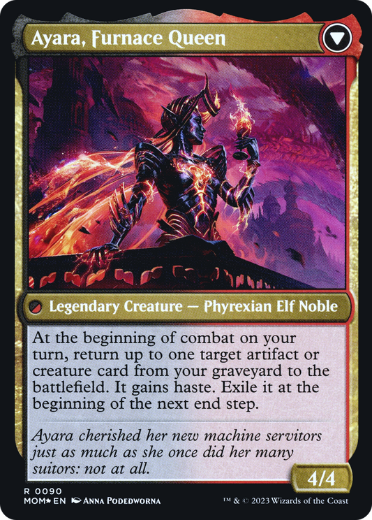 Ayara, Widow of the Realm // Ayara, Furnace Queen (PMOM-90S) - March of the Machine Promos Foil