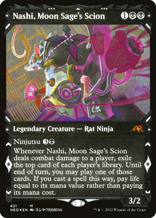 Nashi, Moon Sage's Scion (NEO-421) - Kamigawa: Neon Dynasty: (Showcase) Etched Foil