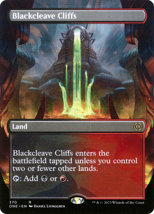 Blackcleave Cliffs (Borderless) (ONE-370) - Phyrexia: All Will Be One (Borderless)