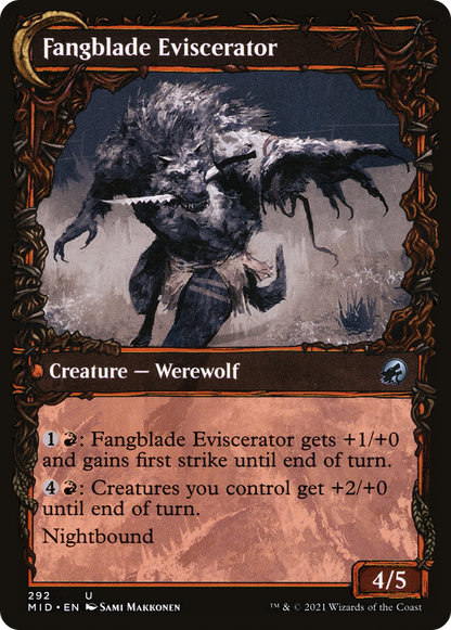 Fangblade Brigand // Fangblade Eviscerator (MID-292) - Innistrad: Midnight Hunt: (Showcase, Double Faced Transform) Foil