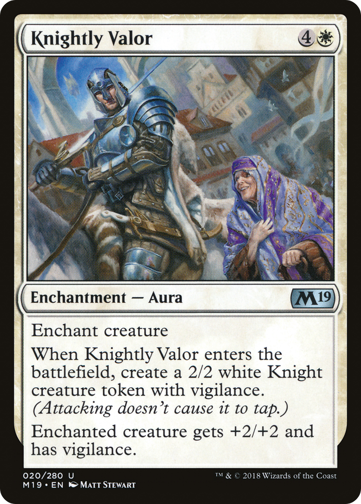 Knightly Valor (M19-020) - Core Set 2019 Foil