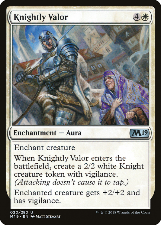 Knightly Valor (M19-020) - Core Set 2019 Foil