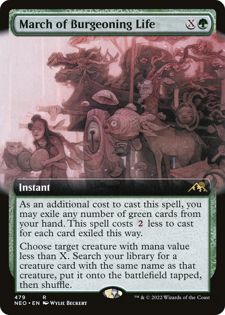 March of Burgeoning Life (NEO-479) - Kamigawa: Neon Dynasty: (Extended Art) Foil