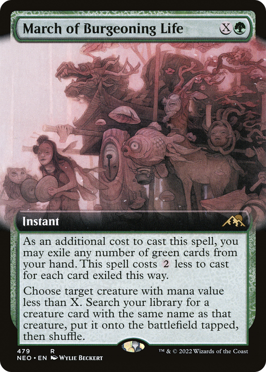 March of Burgeoning Life (NEO-479) - Kamigawa: Neon Dynasty: (Extended Art) Foil