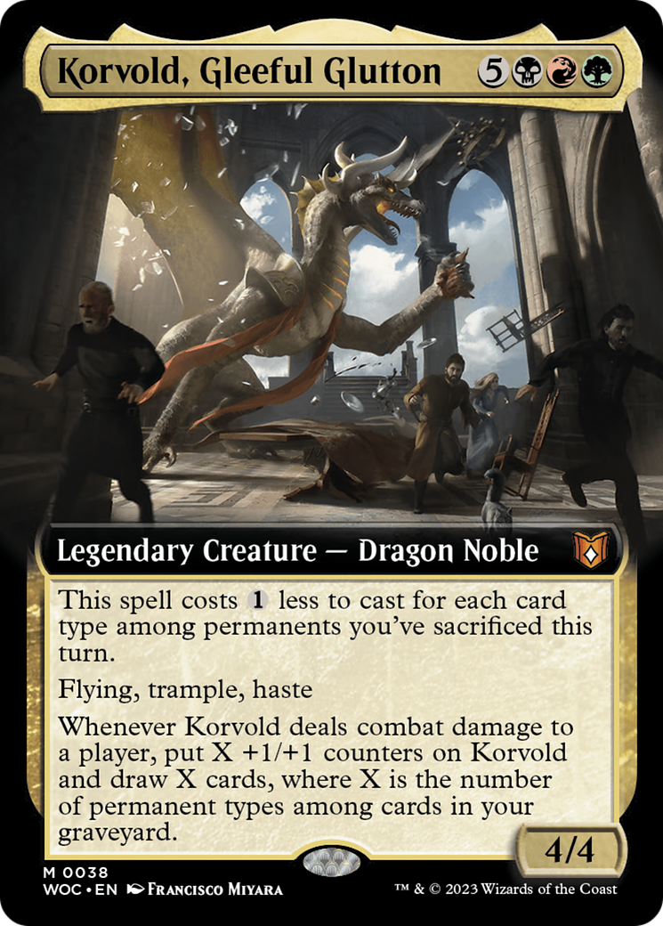 Korvold, Gleeful Glutton (WOC-038) - Wilds of Eldraine Commander: (Extended Art)